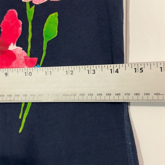 Abercrombie & Fitch Floral Tee M Y2K 2000s V Neck Graphic T-Shirt Navy Pink - Picture 7 of 8